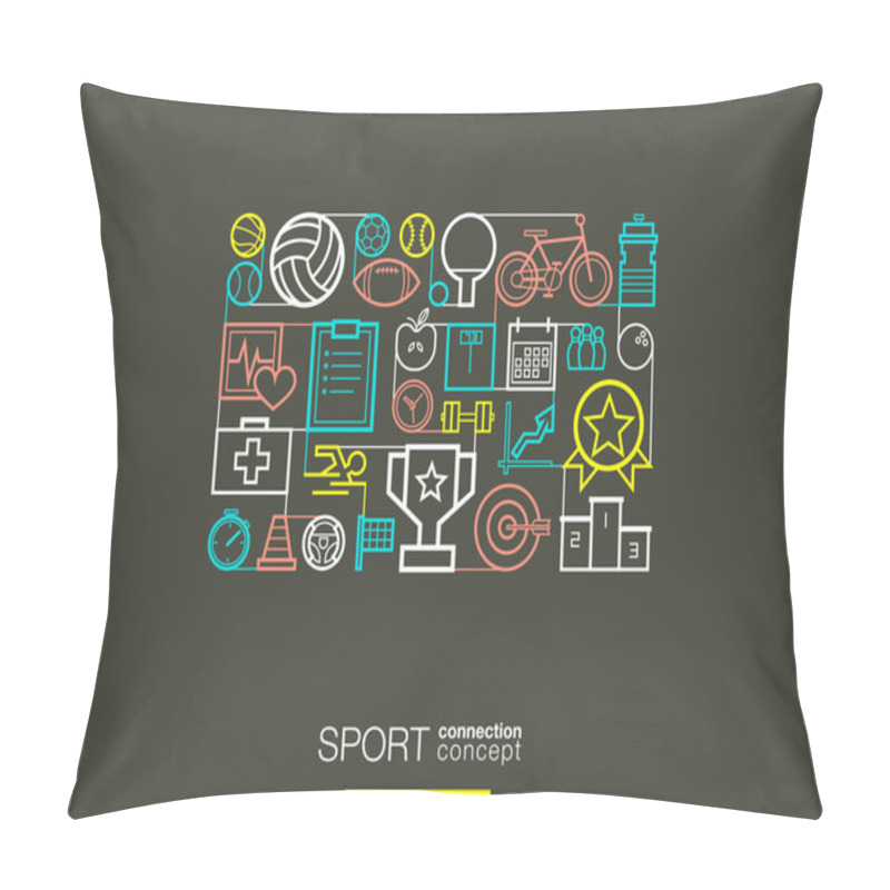 Personality  Sport Integrated Thin Line Symbols. Pillow Covers