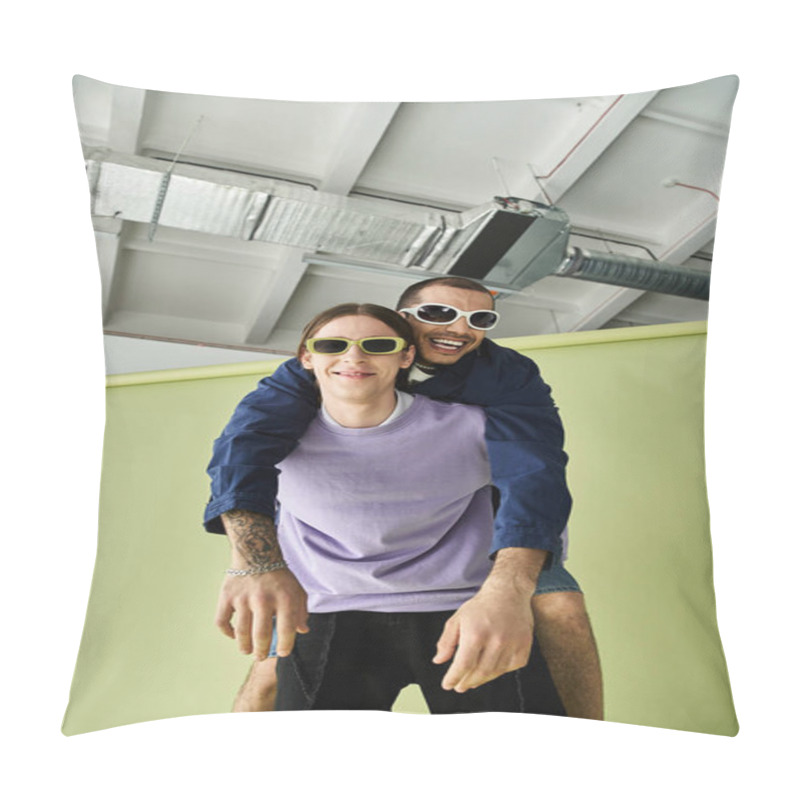 Personality  Two Men Posing Together. Pillow Covers