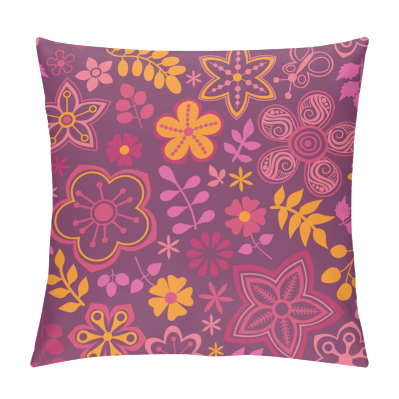 Personality  Floral Seamless Pattern, Endless Texture With Bright Cartoon Flo Pillow Covers