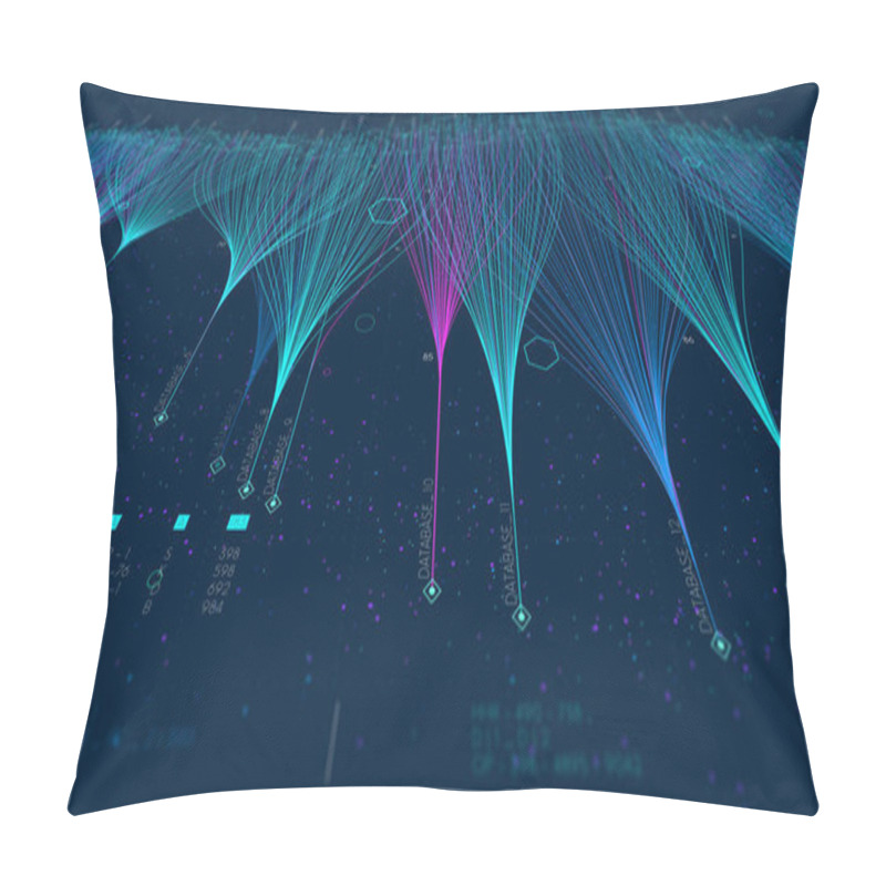 Personality  Cloud Data Computing And Neural Network, Cross-media Marketing Mesh Representing Connections,  Monitor Screen In Perspective Pillow Covers