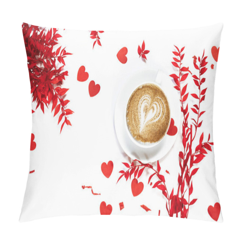 Personality  Frame With Red Leaves On White Background. Flat Lay, Top View Pillow Covers