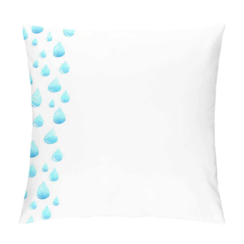 Personality  Water Drops Frame With Empty Space For Your Text. Frame Made Of Raindrops, Tears. Watercolor Hand Painting. Shades Of Blue Abstract Background. Pillow Covers