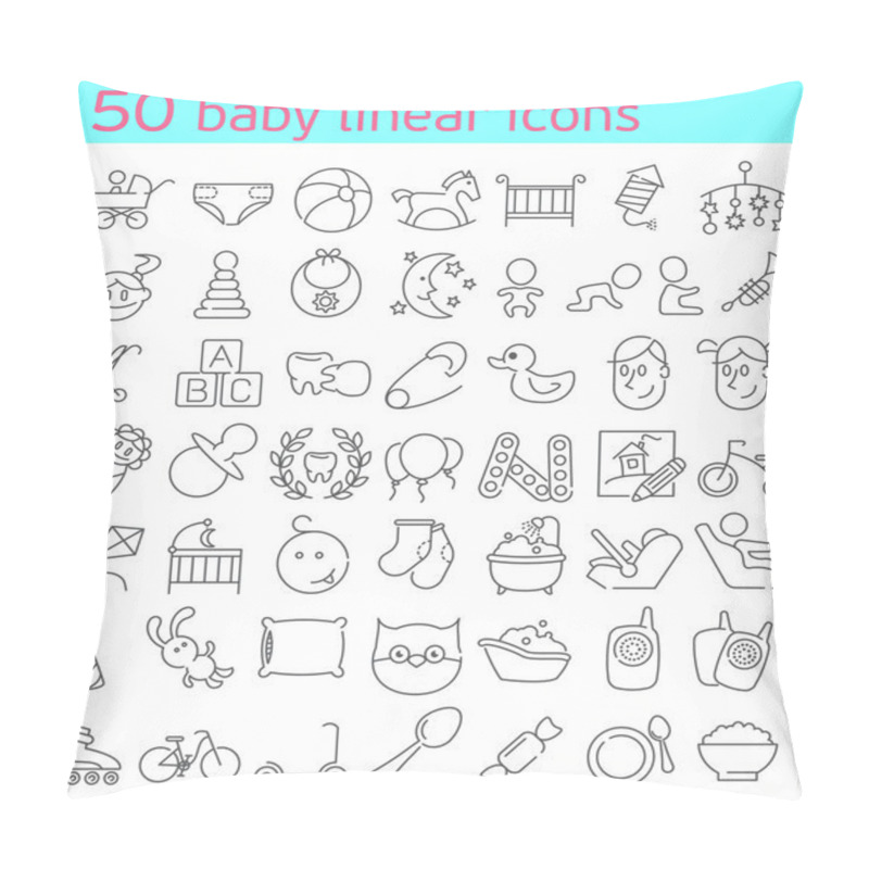 Personality  50 Line Baby Icons Pillow Covers