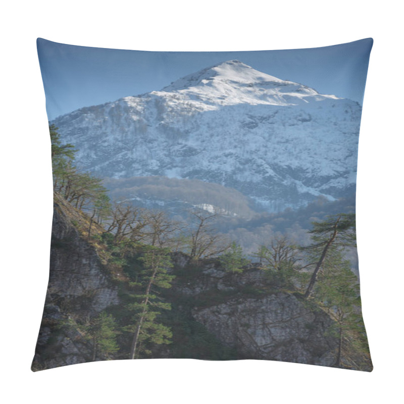 Personality  Winter Mountain Snow Peak In A Sunny Day, Forest View. Beautiful Landscape Of Mountain Ranges Of The Caucasus Mountains In A Sunny Day In Krasnaya Polyana, Sochi, Russia Pillow Covers