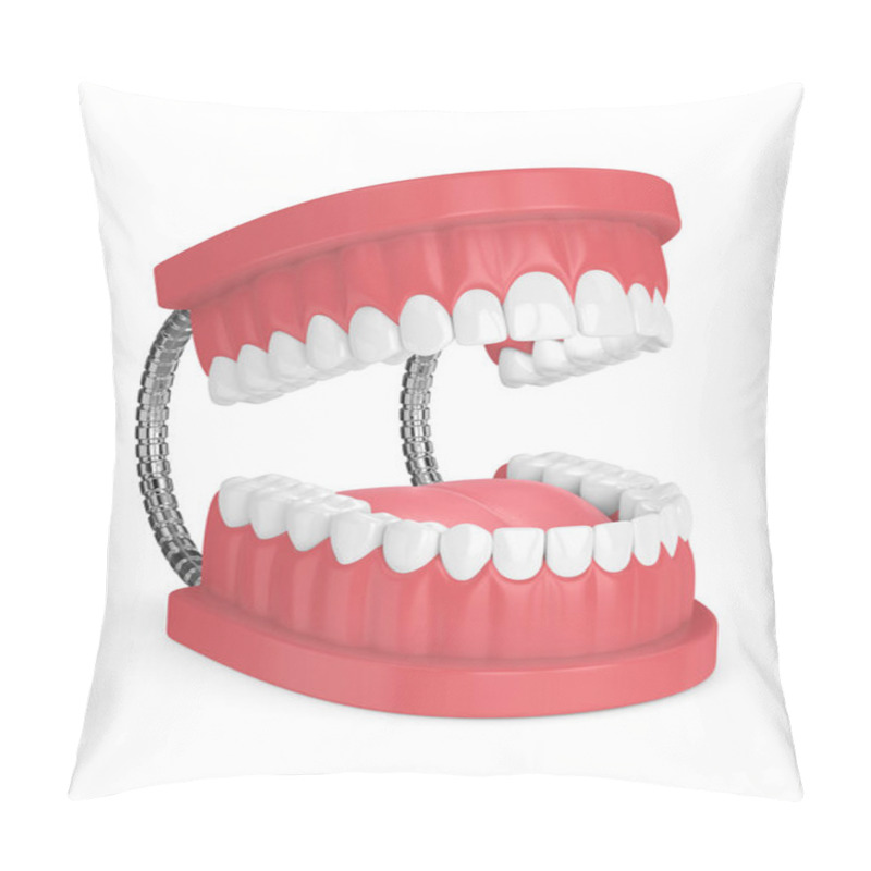 Personality  3d Render Of Jaw Model With Teeth Over White Pillow Covers