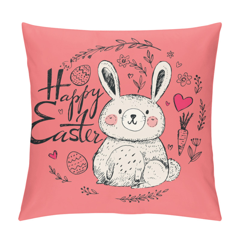 Personality  Happy Easter Greeting Card With Bunny Pillow Covers