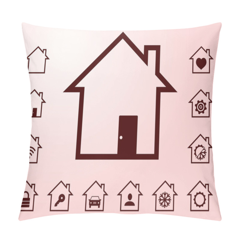 Personality  Black Lined Smart Home Icons Pillow Covers