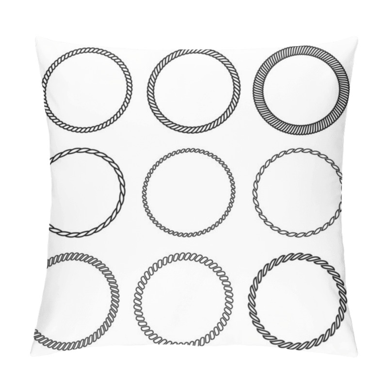 Personality  Vector Set Of Round Rope Frame. Collection Of Thick And Thin Circles Isolated On The White Background Consisting Of Braided Cord And String. For Decoration And Design In Nautical Style. Pillow Covers