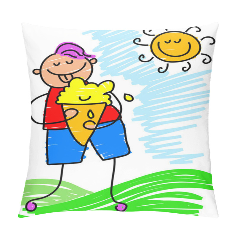 Personality  Ice Cream Kid Cartoon Pillow Covers