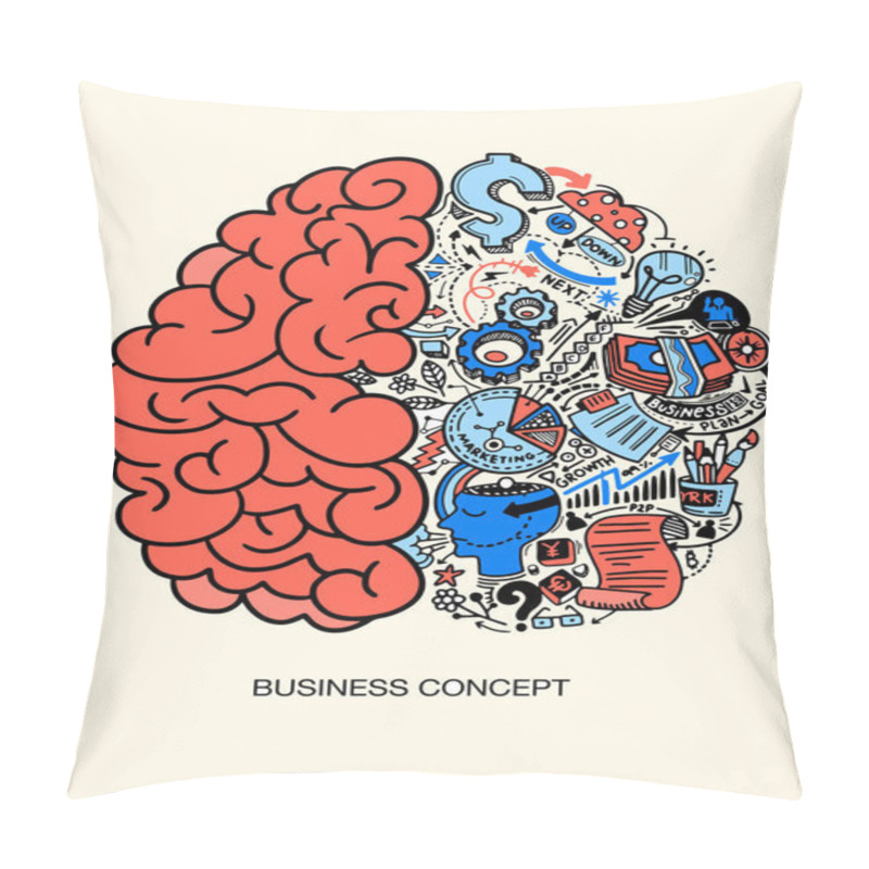 Personality  Creative Concept Of The Human Brain, Businese Concept ,vector Il Pillow Covers