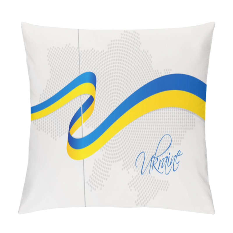 Personality  Wavy National Flag And Radial Dotted Halftone Map Of Ukraine Pillow Covers