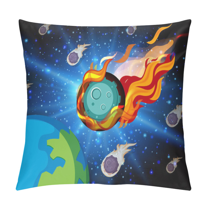 Personality  Background Scene With Many Comets Shooting On Earth Illustration Pillow Covers