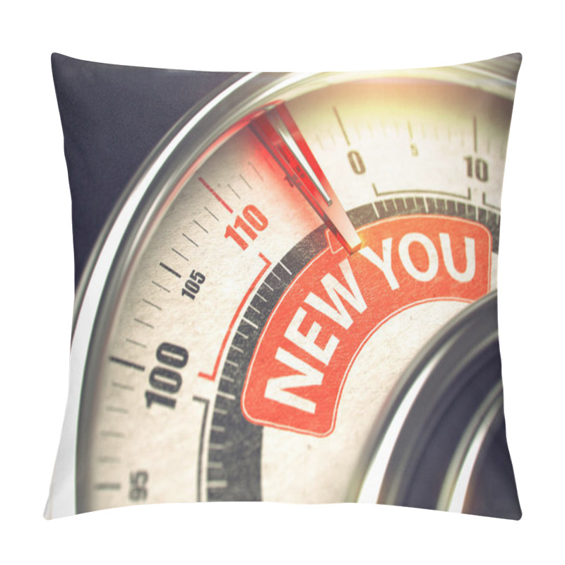 Personality  New You - Text On Conceptual Scale With Red Needle. 3D. Pillow Covers