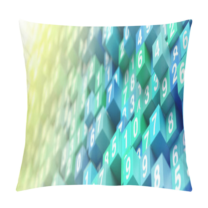 Personality  Green Blue 3D Numbers Blocks Buttons   Pillow Covers