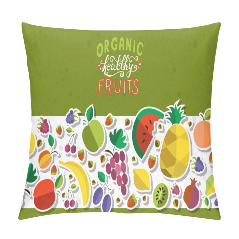 Personality  Organic Healthy Hand Sketched Fresh Fruit Banner Pillow Covers