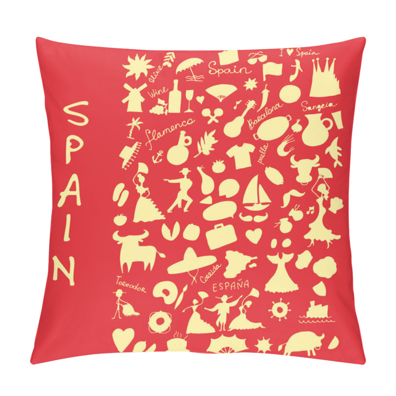 Personality  Spain, Icons Collection. Sketch For Your Design Pillow Covers