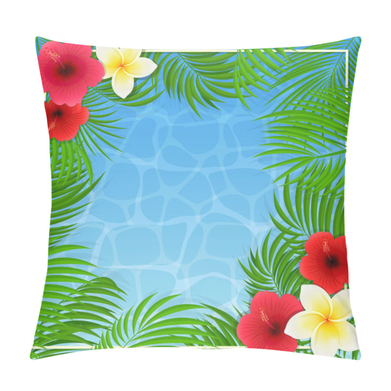 Personality  Hawaiian Flowers And Palm Leaves On Water Background Pillow Covers