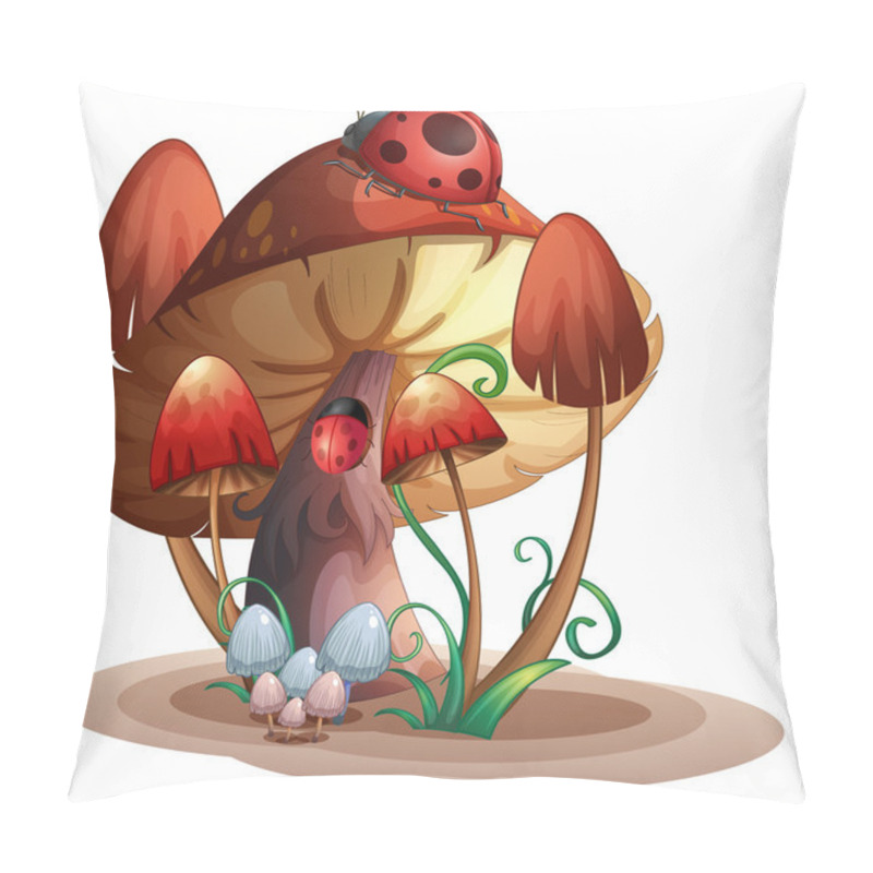 Personality  A Mushroom With A Ladybug Pillow Covers