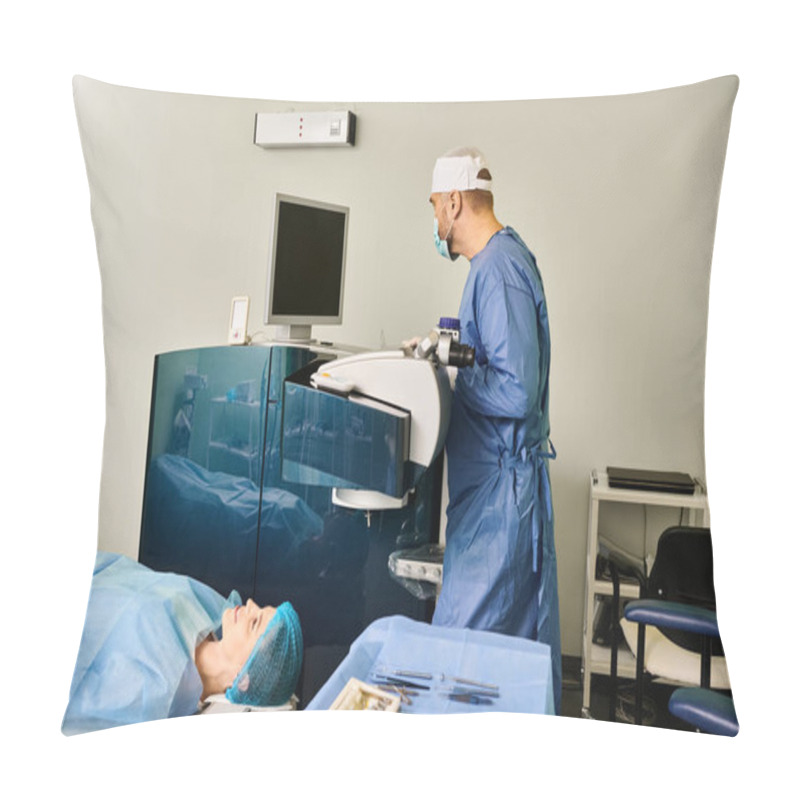 Personality  A Person In A Hospital Bed Connected To A Monitor Showing Vital Signs. Pillow Covers