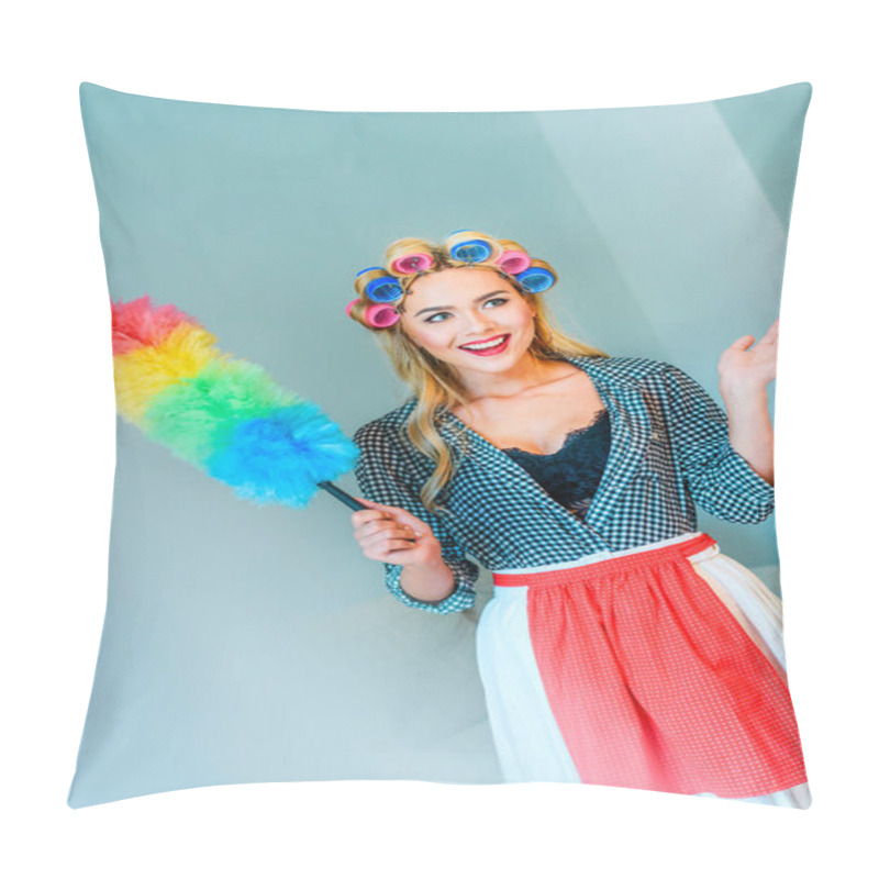 Personality  Woman Cleaning With Duster  Pillow Covers