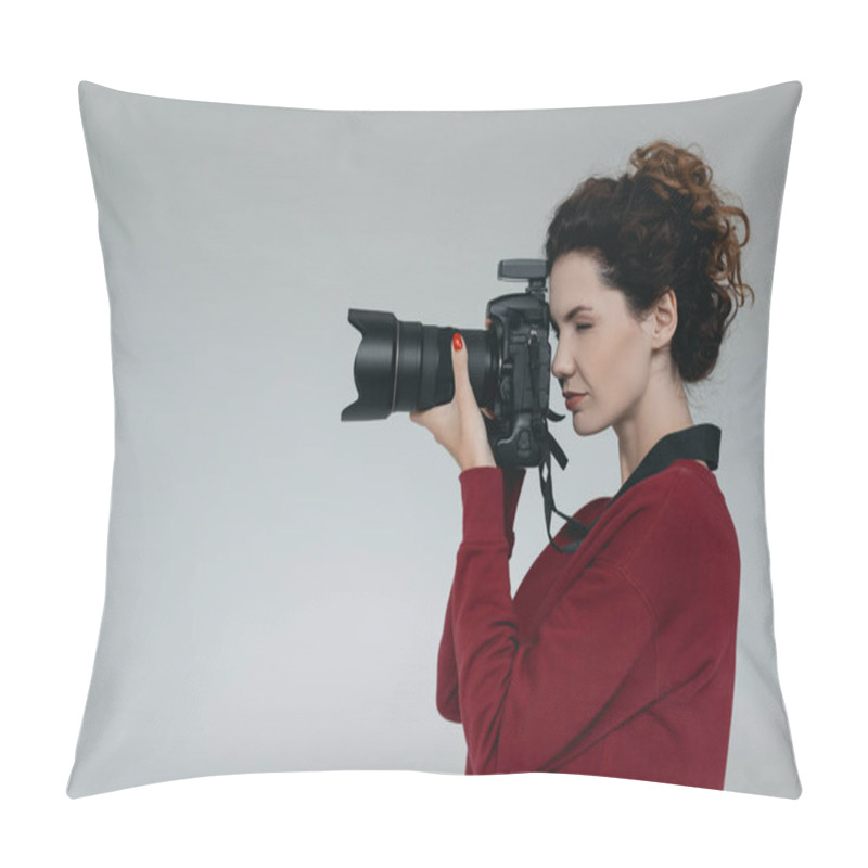 Personality  Professional Photographer With Camera Pillow Covers