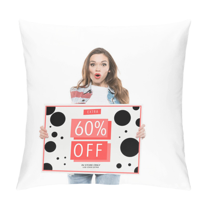 Personality  Woman Holding Sale Banner  Pillow Covers