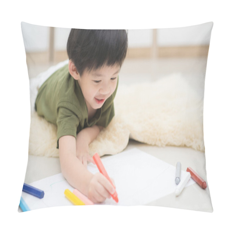 Personality  Child Drawing Picture With Crayon Pillow Covers