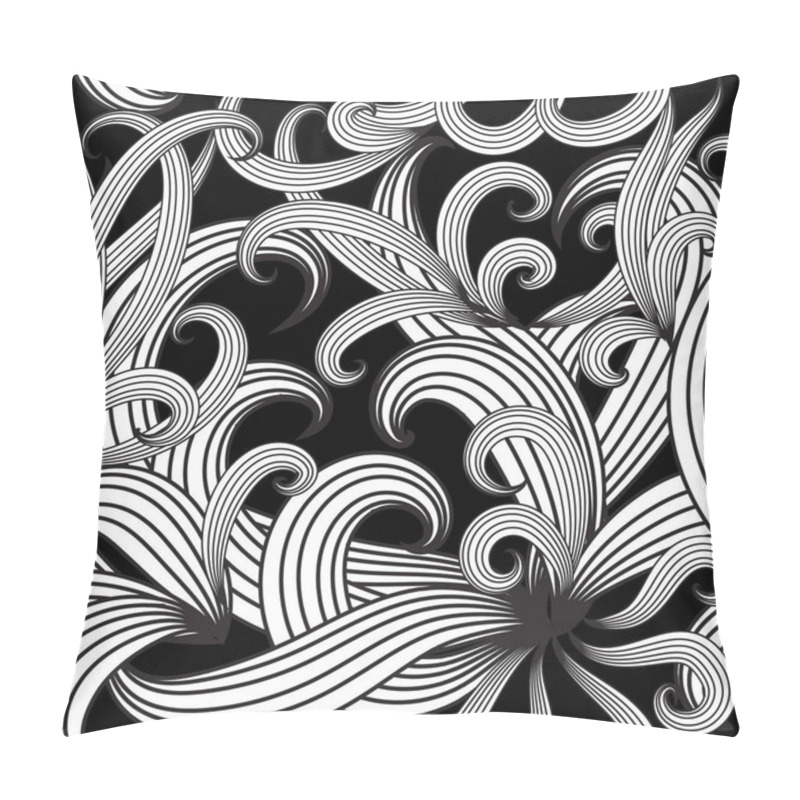 Personality  Floral Black And White Vector Seamless Pattern. Hand Drawn Pillow Covers