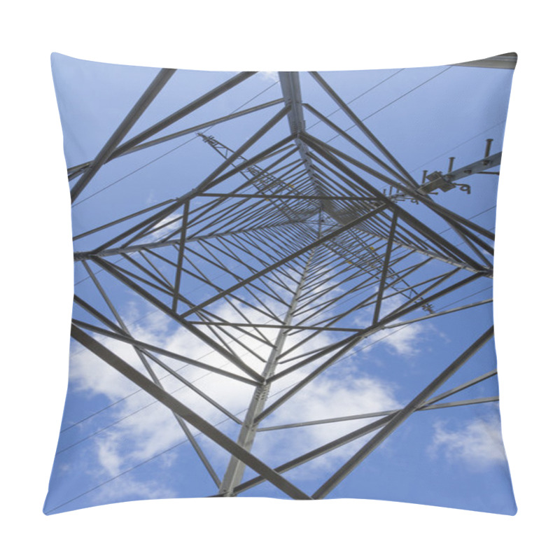 Personality  Electrical Tower Closeup Against Blue Sky Pillow Covers