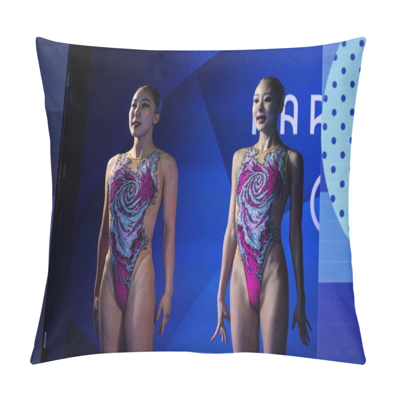 Personality  PARIS, FRANCE - 9 AUGUST, 2024: HUR Yoonseo, LEE Riyoung, The Artistic Swimming, Duet, Technical Routine, Artistic Swimming, Duet, Technical Routine, The Paris 2024 Olympic Games At Aquatics Centre Pillow Covers