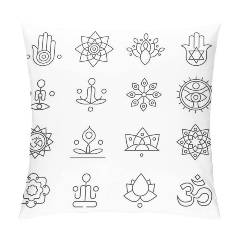 Personality  Vector Yoga Icons And Line Badges Pillow Covers