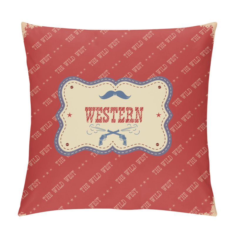 Personality  Western Label Background.Vector Wild West Illustration With Text Pillow Covers