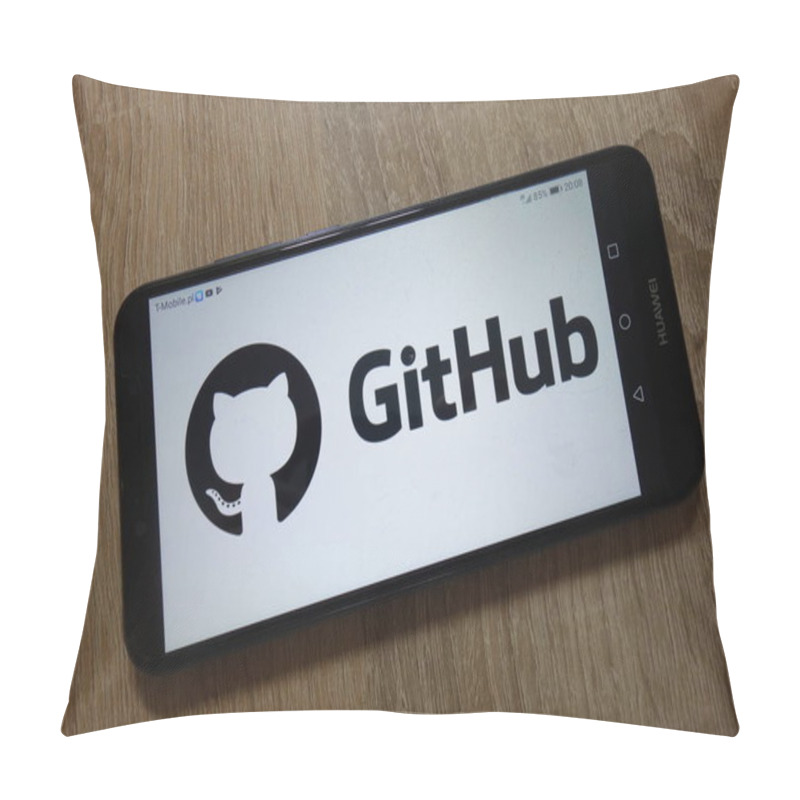 Personality  KONSKIE, POLAND - December 04, 2018: GitHub Logo Displayed On Smartphone Pillow Covers