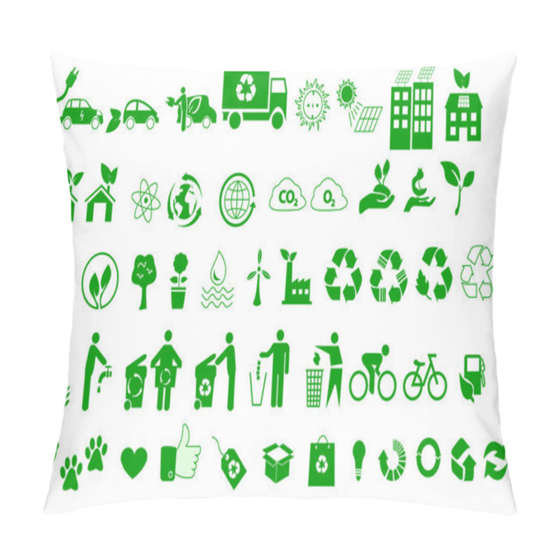 Personality  Ecology, Environment, Recycle Icons Signs Set Pillow Covers