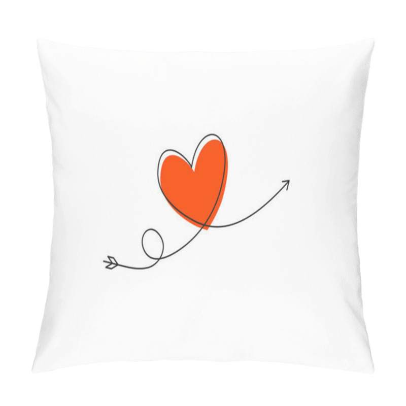 Personality  Cupid S Arrow In The Continuous Drawing Of Lines In The Form Of A Heart And The Text Love In A Flat Style. Continuous Black Line. Work Flat Design. Symbol Of Love And Tenderness. Pillow Covers