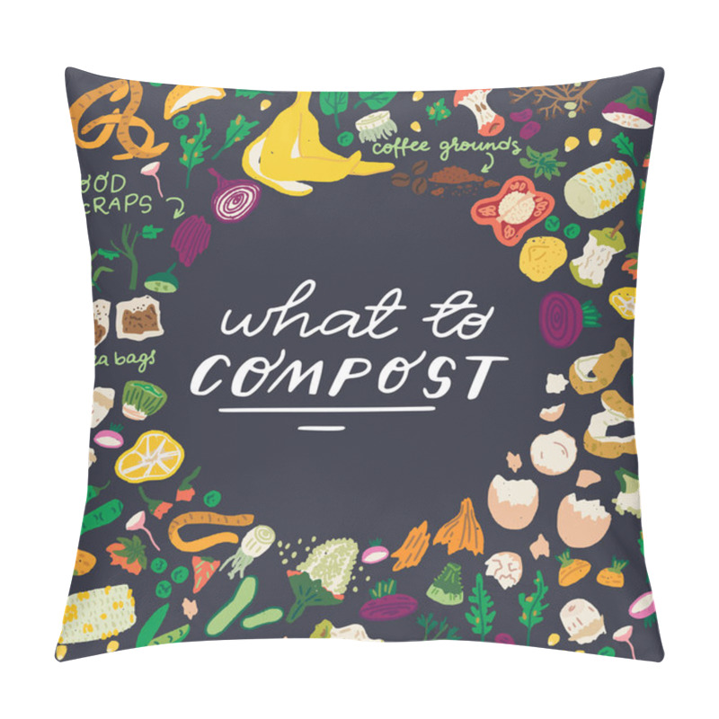 Personality  What To Compost Inscription And Food Scraps Pillow Covers