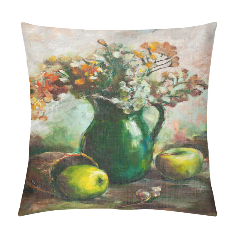 Personality  Oil Painting. Still Life With Two Apples And Jug Pillow Covers