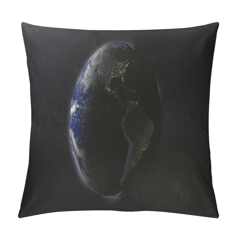 Personality  Planet Earth Focused On South And North America By Night. Illuminated Cities On Dark Side Of The Earth. Elements Of This Image Furnished By NASA Pillow Covers