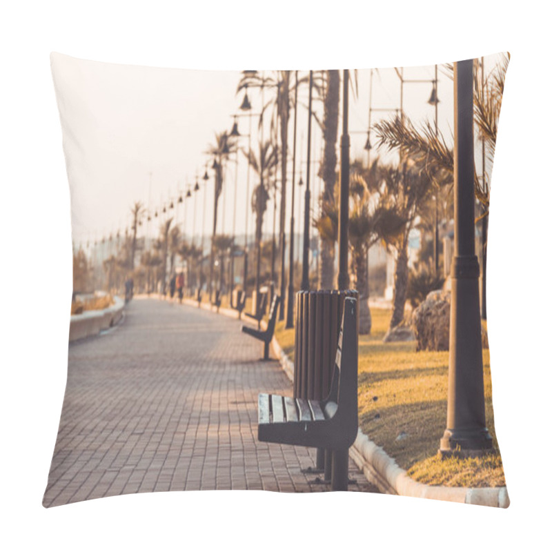 Personality  Beach And Promenade Of Almerimar. Almeria, Andalusia, Spain Pillow Covers