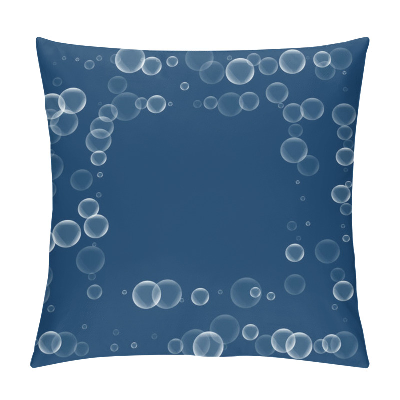 Personality  Random Soap Bubbles Square Chaotic Frame With Random Soap Bubbles On Deep Blue Background Vector Pillow Covers