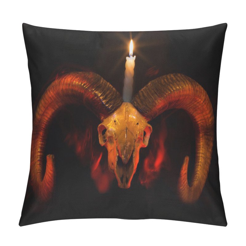 Personality  Skull Of Ram With Lighted Candle - Taro Pillow Covers