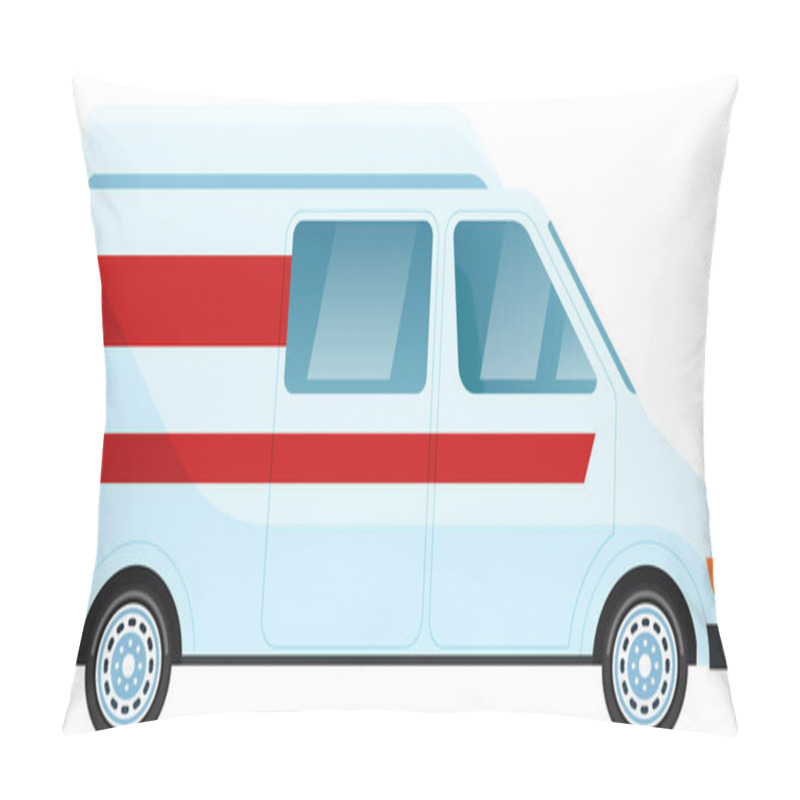 Personality  White Ambulance Van With Red Stripes Parked And Ready For Rapid Emergency Medical Transport, Ensuring Prompt Care And Highlighting The Critical Role Of Paramedics Pillow Covers