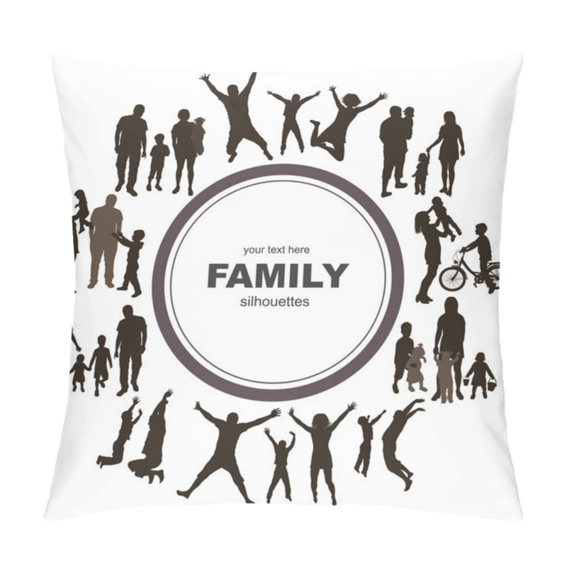 Personality  Young Family Concept. Frame With Family Silhouettes. Pillow Covers