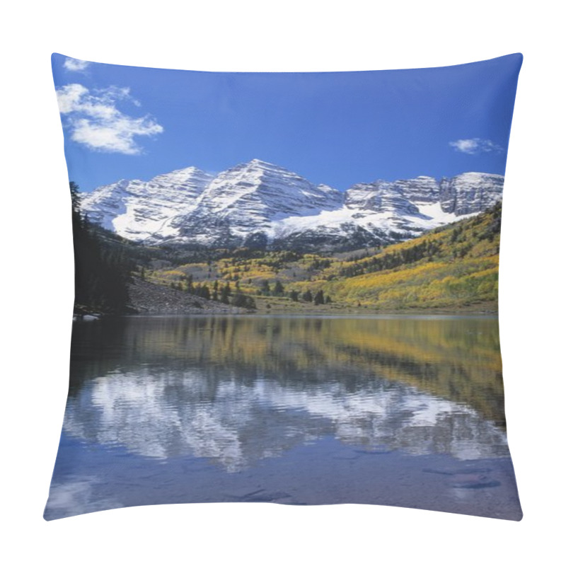 Personality  Maroon Bells Peaks And Fall Aspens Reflected In Maroon Lake, Maroon Bells-Snowmass Wilderness Pillow Covers