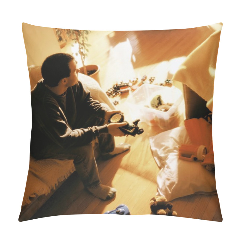 Personality  Man Surrounded By Child's Toys Pillow Covers