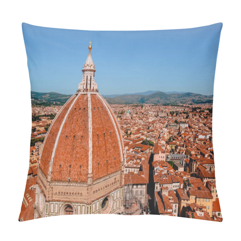 Personality  FLORENCE, ITALY - JULY 17, 2017: Aerial View Of Basilica Di Santa Maria Del Fiore And Rooftops In Florence, Italy  Pillow Covers