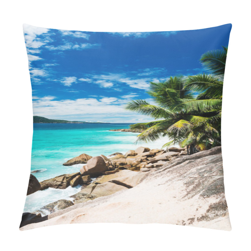 Personality  Palms On Tropical Beach On Seychelles Pillow Covers