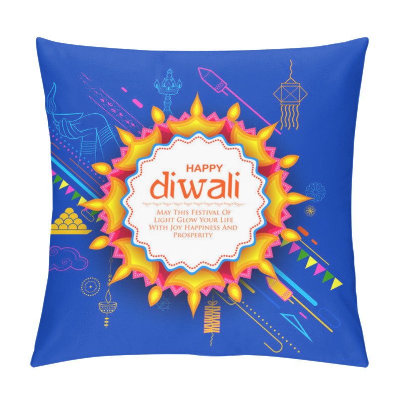 Personality  Burning Diya On Happy Diwali Holiday Background For Light Festival Of India Pillow Covers