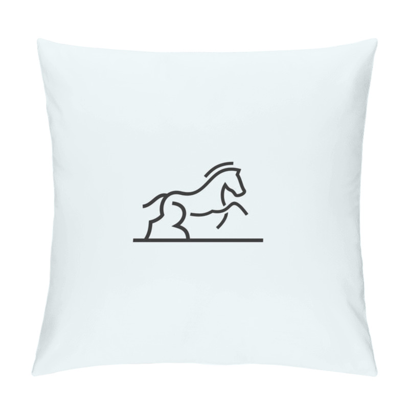 Personality  Jumping Horse Logo Design Vector Illustration Pillow Covers