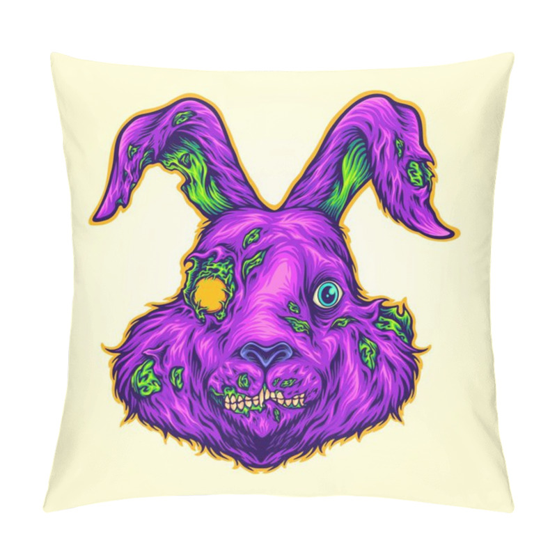 Personality  Nightmare Scary Bunny Zombie Monster Vector Illustrations For Your Work Logo, Merchandise T-shirt, Stickers And Label Designs, Poster, Greeting Cards Advertising Business Company Or Brands Pillow Covers